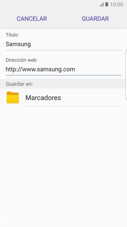 Introduce el nombre del favorito deseado y pulsa GUARDAR.