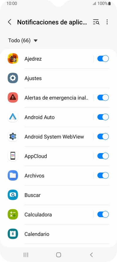 Pulsa el indicador junto a las apps deseadas para activar o desactivar la función.
