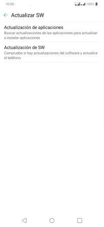 Pulsa Actualización de SW. Si hay una versión de software nueva disponible, aparecerá ahora en la pantalla. Sigue las indicaciones de la pantalla para actualizar el software del teléfono.