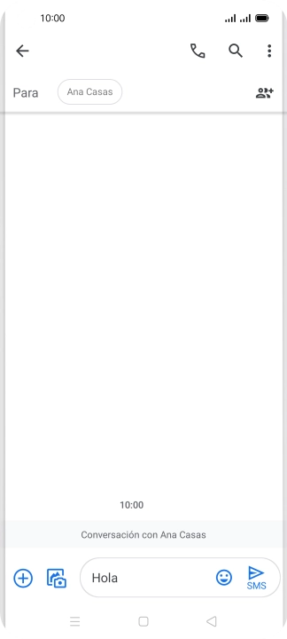 Pulsa el icono de envío cuando termines de escribir el mensaje corto.