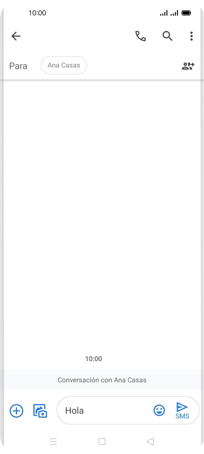 Pulsa el icono de envío cuando termines de escribir el mensaje corto.