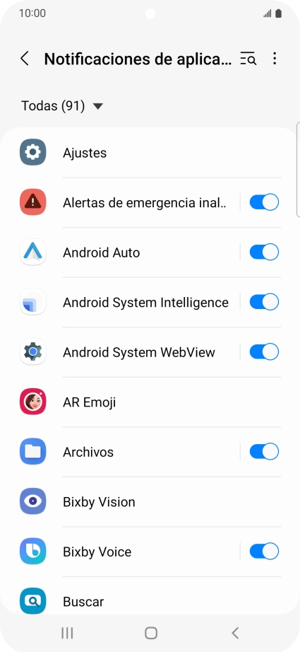 Pulsa el indicador junto a las apps deseadas para activar o desactivar la función.
