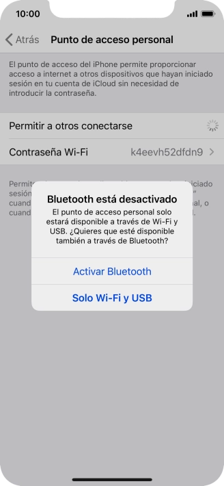 Si la función de wifi está activada, pulsa Solo Wi-Fi y USB.