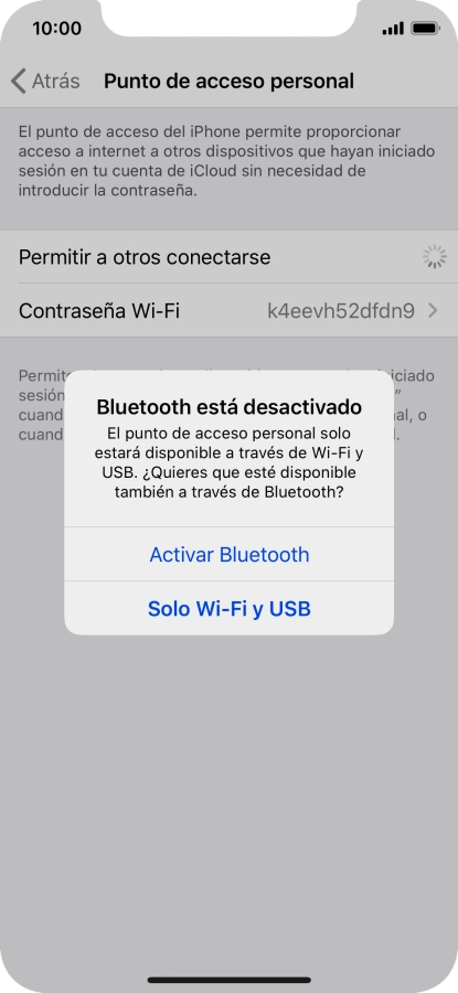 Si la función de wifi está activada, pulsa Solo Wi-Fi y USB.