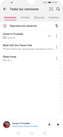 Pulsa una categoría y desplázate al archivo de música deseado.