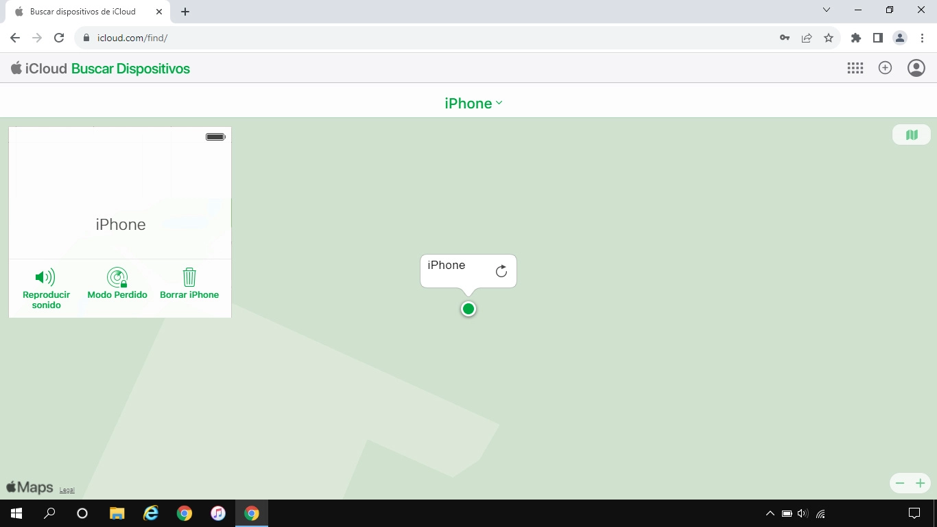 La última posición del teléfono se visualiza en el mapa.