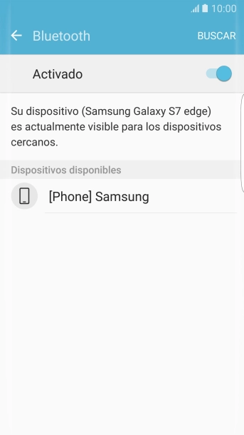 Pulsa el dispositivo Bluetooth deseado y sigue las indicaciones de la pantalla para vincular el dispositivo al teléfono.
