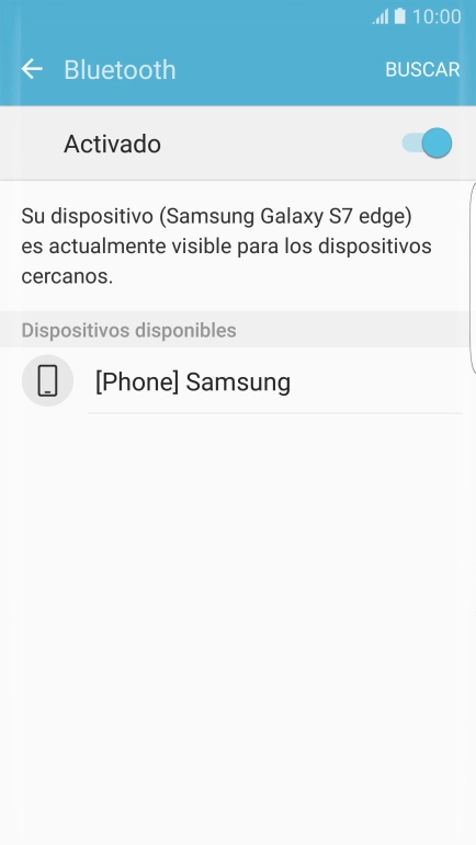 Pulsa el dispositivo Bluetooth deseado y sigue las indicaciones de la pantalla para vincular el dispositivo al teléfono.