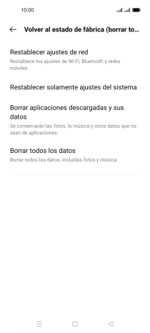 Pulsa Borrar todos los datos.