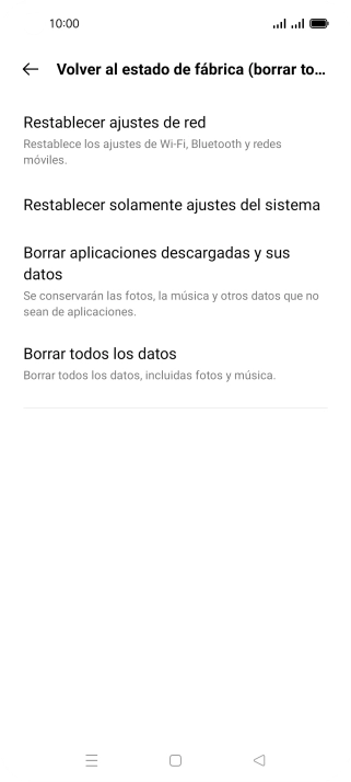 Pulsa Borrar todos los datos.
