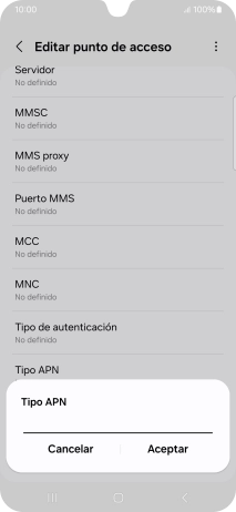 Introduce default y pulsa Aceptar.