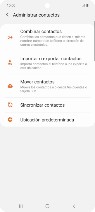 Pulsa Importar o exportar contactos.