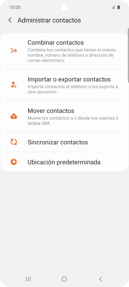 Pulsa Importar o exportar contactos.