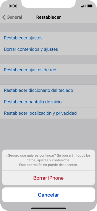Pulsa Borrar iPhone.