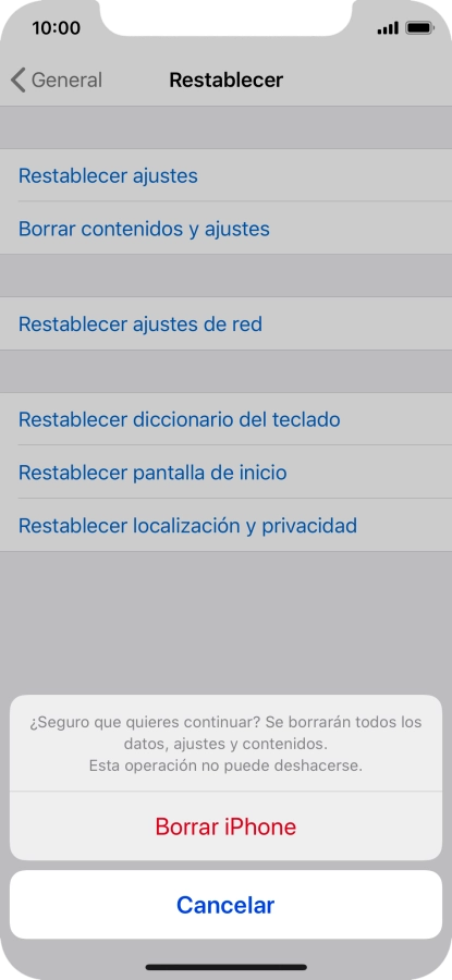Pulsa Borrar iPhone.