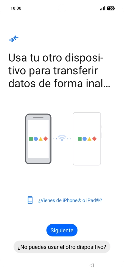 Sigue las indicaciones de la pantalla para transferir contenido desde otro teléfono.