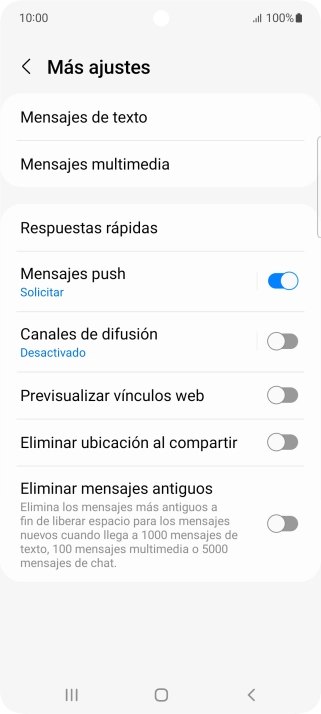 Pulsa Mensajes de texto.