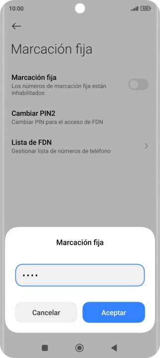 Introduce el código PIN2 y pulsa Aceptar.