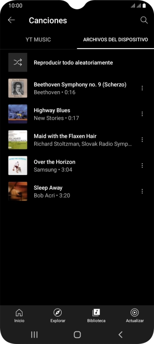 Pulsa el archivo de música deseado.