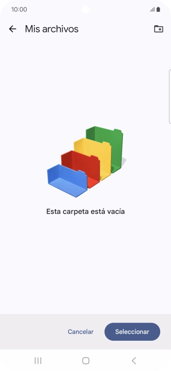 Si deseas crear una nueva carpeta, pulsa el icono de nueva carpeta y sigue las indicaciones de la pantalla para crearla.