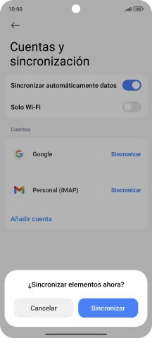 Si activas la función, pulsa Sincronizar.