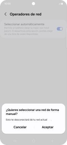 Pulsa Aceptar y espera mientras el teléfono está buscando redes.
