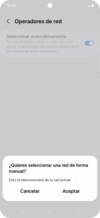Pulsa Aceptar y espera mientras el teléfono está buscando redes.