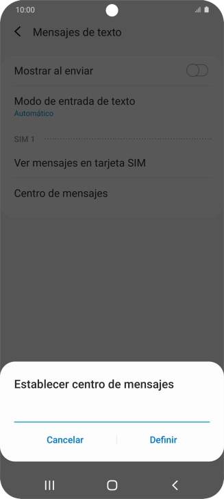 Introduce +34607003110 y pulsa Definir.