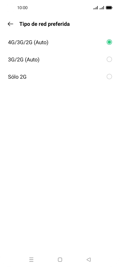 Pulsa el tipo de red deseado.