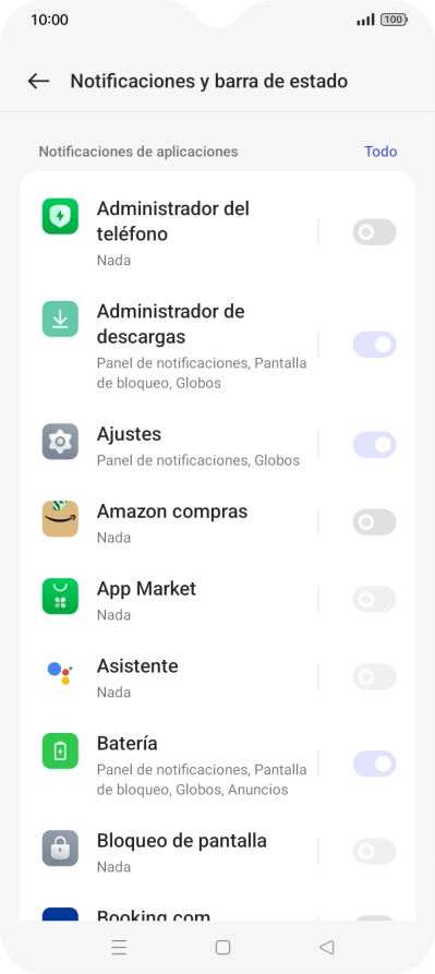 Pulsa el indicador junto a las apps deseadas para activar o desactivar la función.
