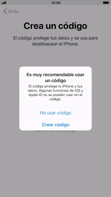Si desactivas la función, pulsa No usar código.