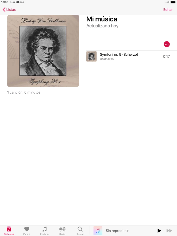 Desplázate a la categoría o a la lista de reproducción deseada y pulsa el archivo de música deseado.