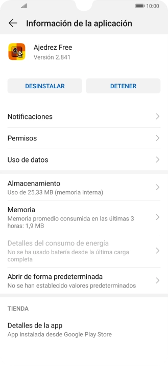 Pulsa Almacenamiento.