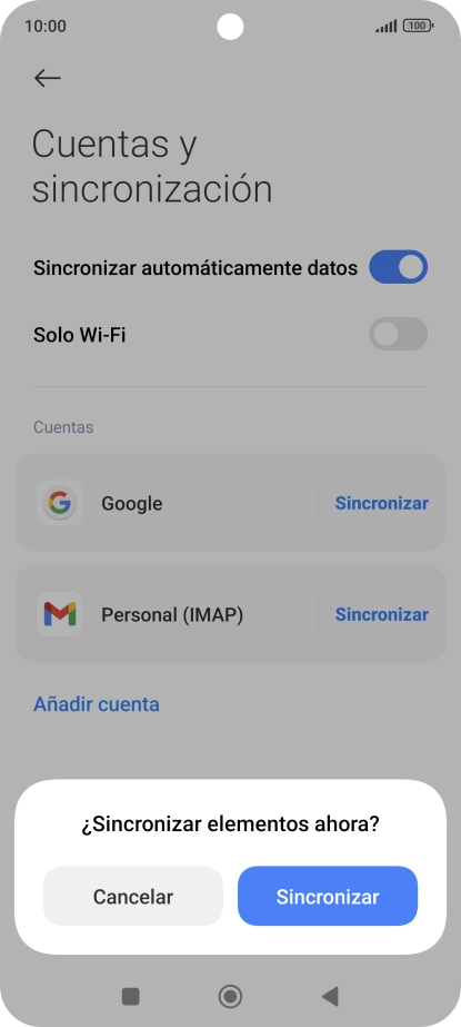 Si activas la función, pulsa Sincronizar.
