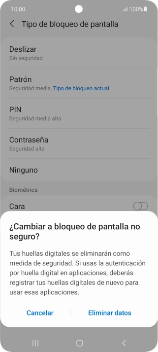 Pulsa Eliminar datos.