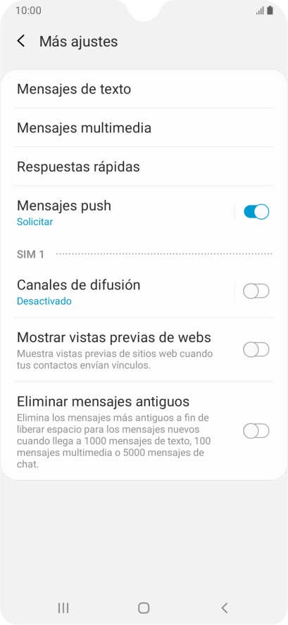 Pulsa Mensajes de texto.