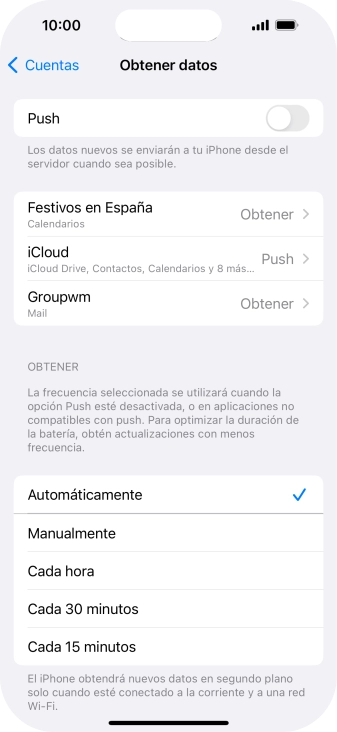 Si desactivas la función, pulsa el ajuste deseado.