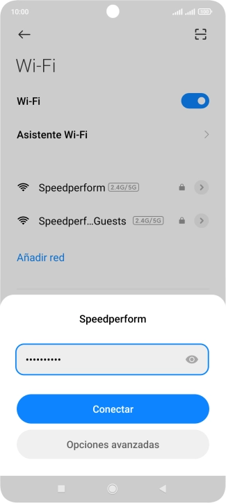 Introduce la contraseña de la red wifi y pulsa Conectar.
