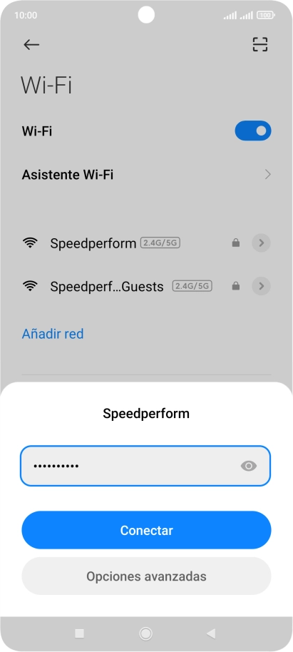 Introduce la contraseña de la red wifi y pulsa Conectar.