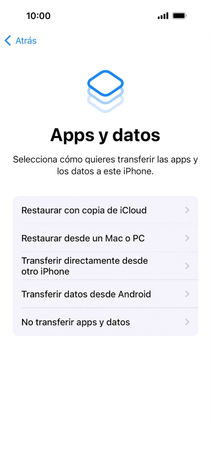 Pulsa No transferir apps y datos y sigue las indicaciones de la pantalla para finalizar la activación del teléfono.