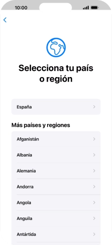 Pulsa el país o el área deseados.