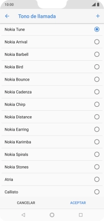 Pulsa el icono de añadir timbre de llamada y busca el timbre de llamada que quieras usar.