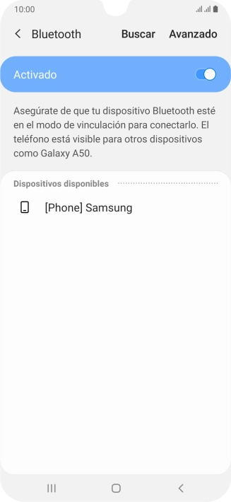 Pulsa el dispositivo Bluetooth deseado y sigue las indicaciones de la pantalla para vincular el dispositivo al teléfono.