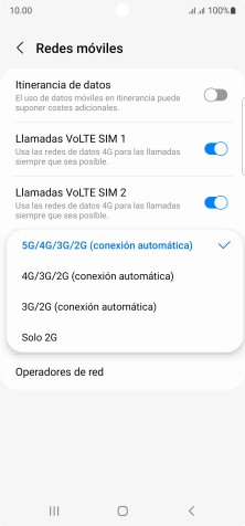 Pulsa el tipo de red deseado.