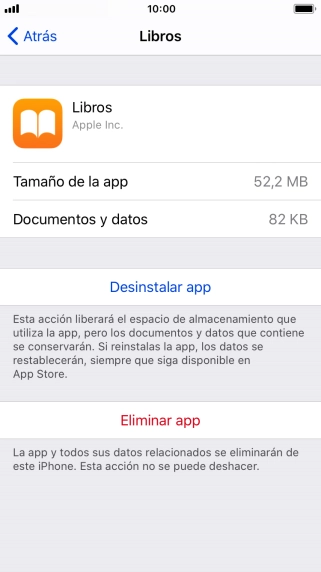 Pulsa Desinstalar app.
