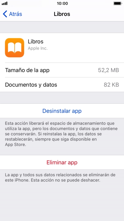Pulsa Desinstalar app.