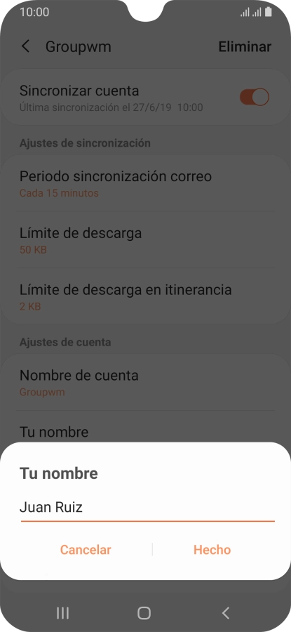 Introduce el nombre deseado y pulsa Hecho.