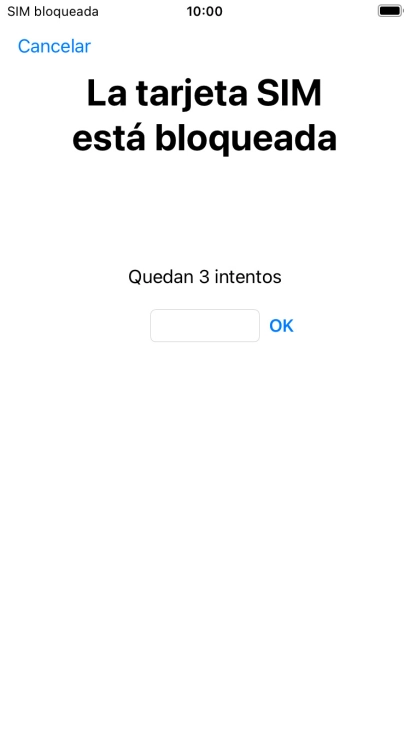 Si es necesario desbloquear la tarjeta SIM, introduce el código PIN y pulsa OK.
