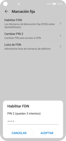 Introduce el código PIN2 y pulsa ACEPTAR.