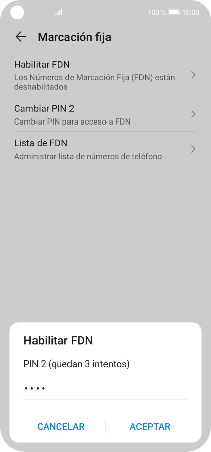 Introduce el código PIN2 y pulsa ACEPTAR.